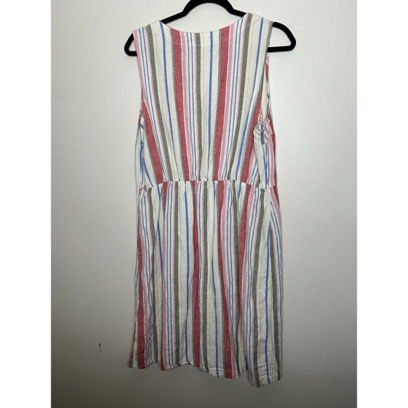 Old Navy Gauzy Shift Dress Full Button Sleeveless Linen Beachy Coastal Sz Large - Picture 9 of 10